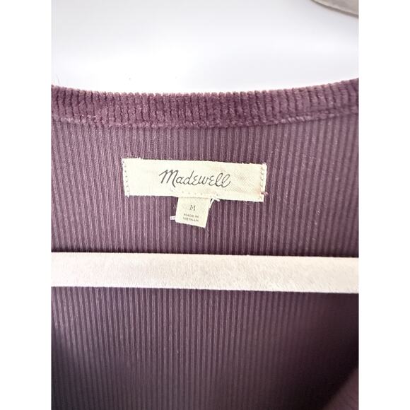 Madewell Corduroy Fuji Wrap Front Tie Top Size M Brown Raisin Stretch - Picture 4 of 5